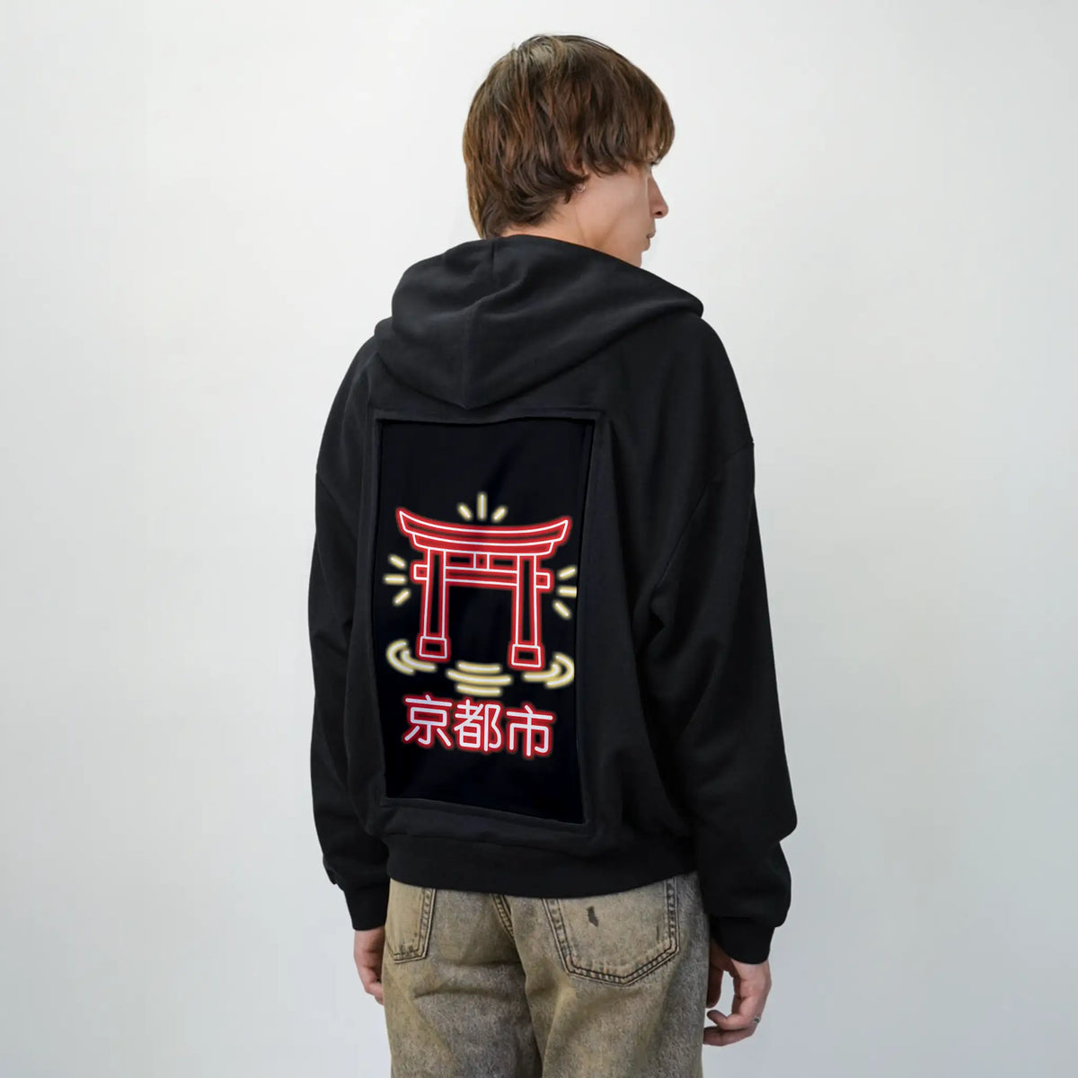 neonkyoto patch on male essential zip hoodie in after hours