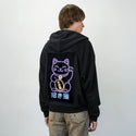 neonluckyneko patch on male essential zip hoodie in after hours