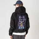 neonluckyneko patch on male retro cord hoodie in onyx