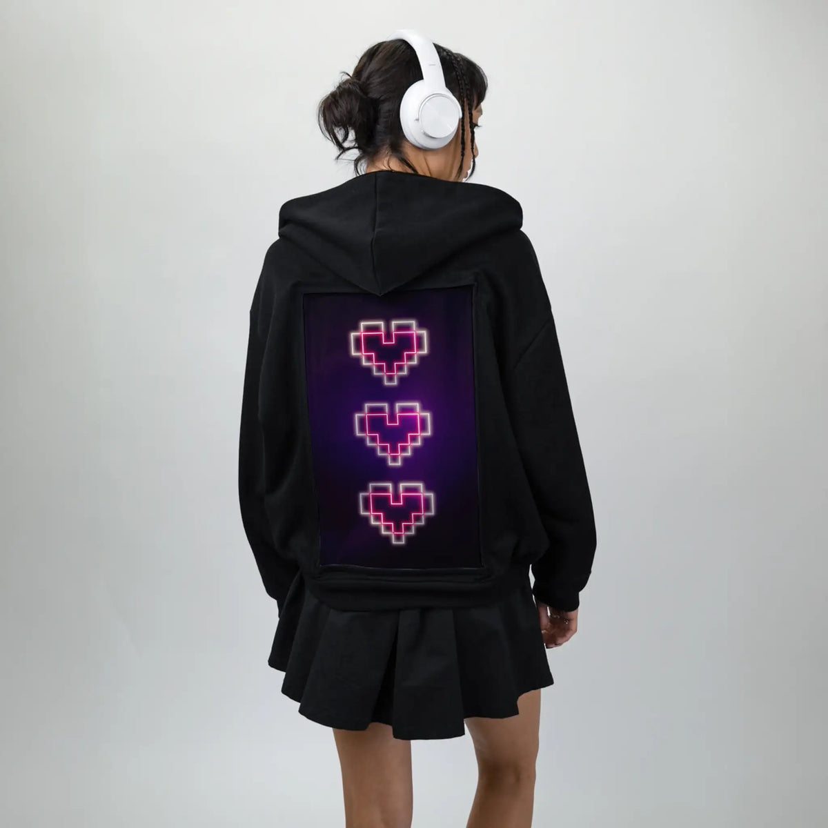 neonpixelhearts patch on female essential zip hoodie in after hours