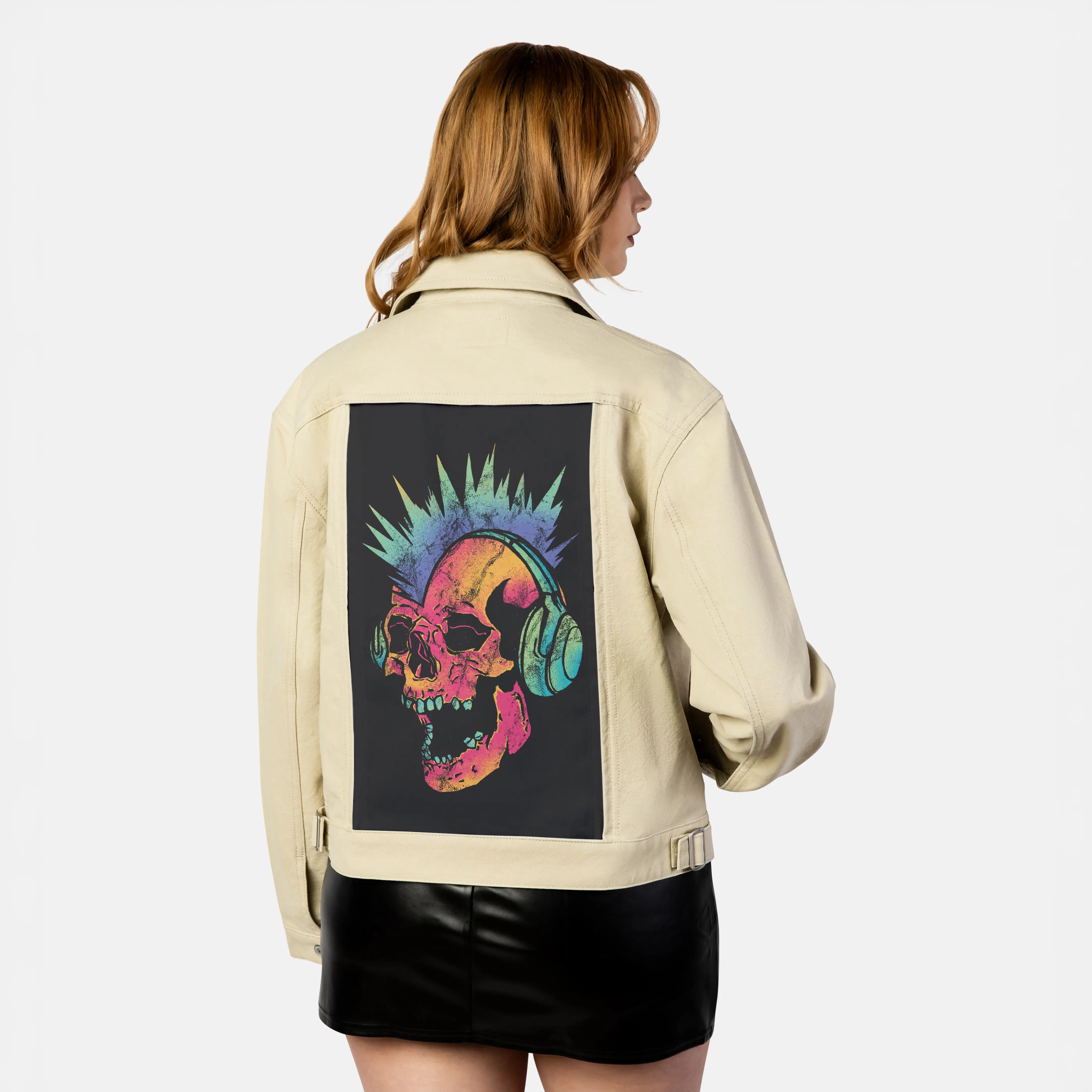 neonpunk patch on female atelier canvas jacket in tan
