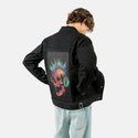 neonpunk patch on male og denim jacket in raven