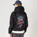 neonpunk patch on male retro cord hoodie in onyx