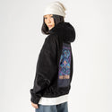 neonretronekosurfing patch on female retro cord hoodie in onyx