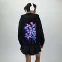 neonretrosakura patch on female essential zip hoodie in after hours