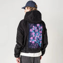 neonretrosakura patch on male retro cord hoodie in onyx