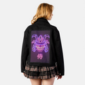 neonsamuraimask patch on female atelier canvas jacket in nightfall