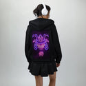 neonsamuraimask patch on female essential zip hoodie in after hours