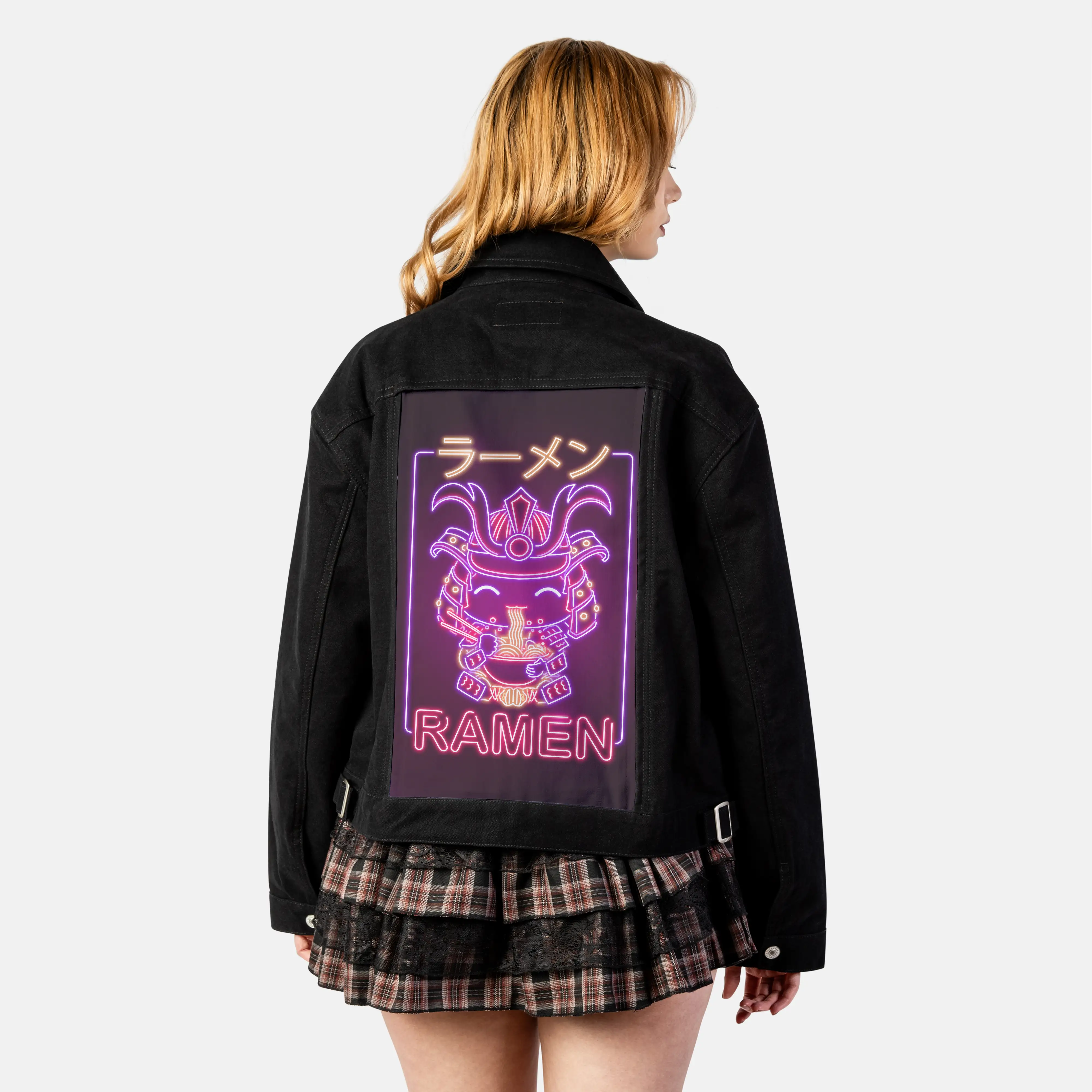 neonsamurairamen patch on female atelier canvas jacket in nightfall