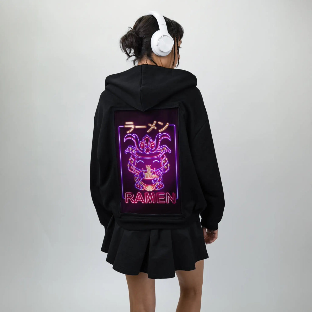 neonsamurairamen patch on female essential zip hoodie in after hours