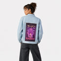 neonsamurairamen patch on female og denim jacket in oceanside