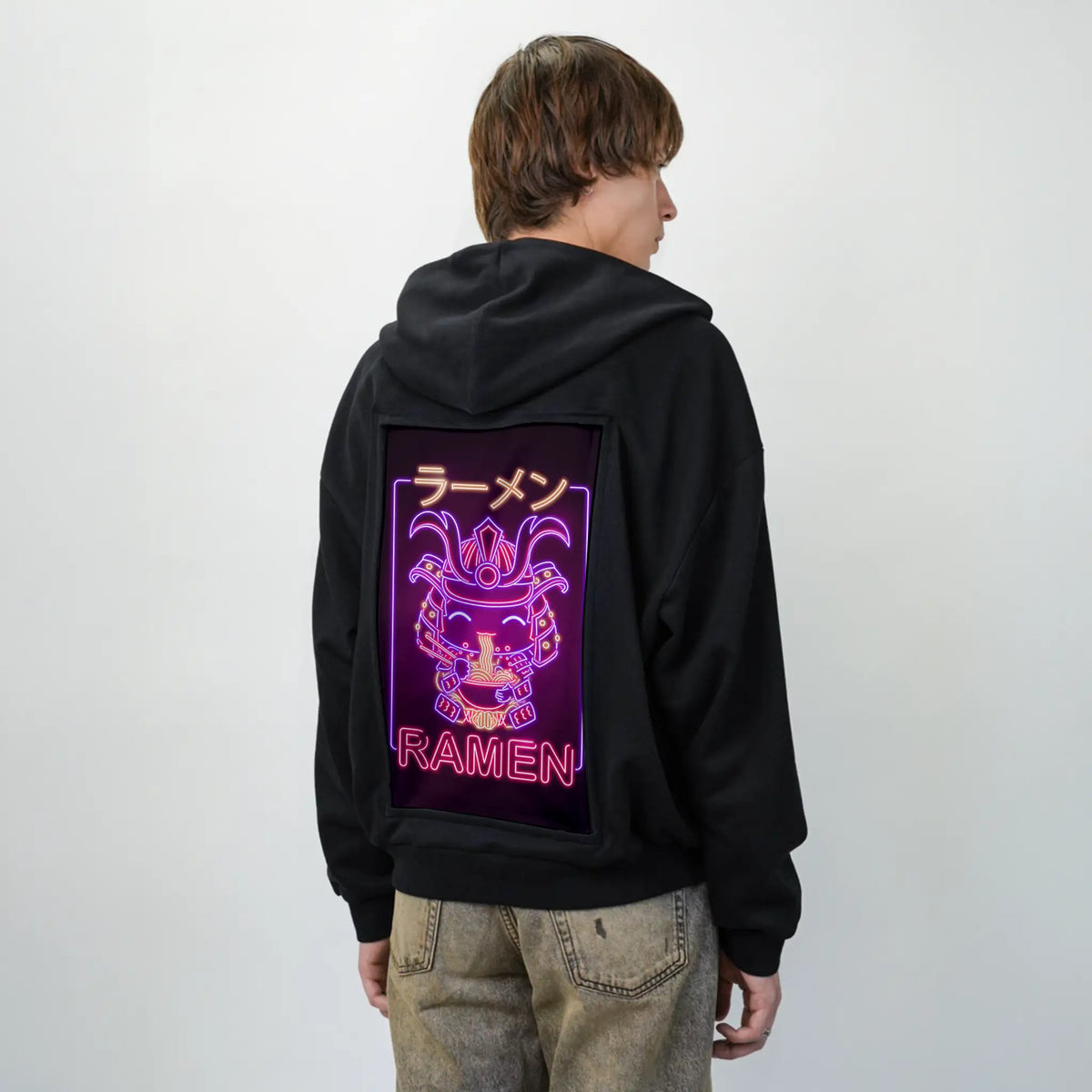 neonsamurairamen patch on male essential zip hoodie in after hours