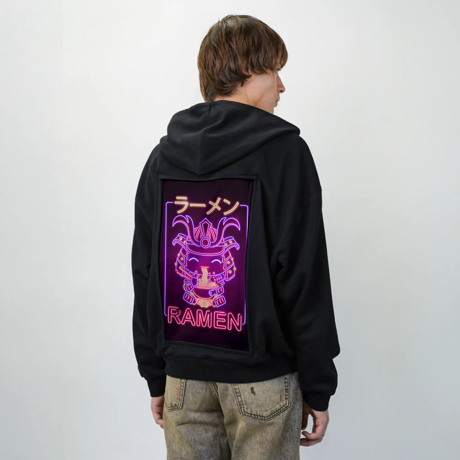 neonsamurairamen patch on male essential zip hoodie in after hours
