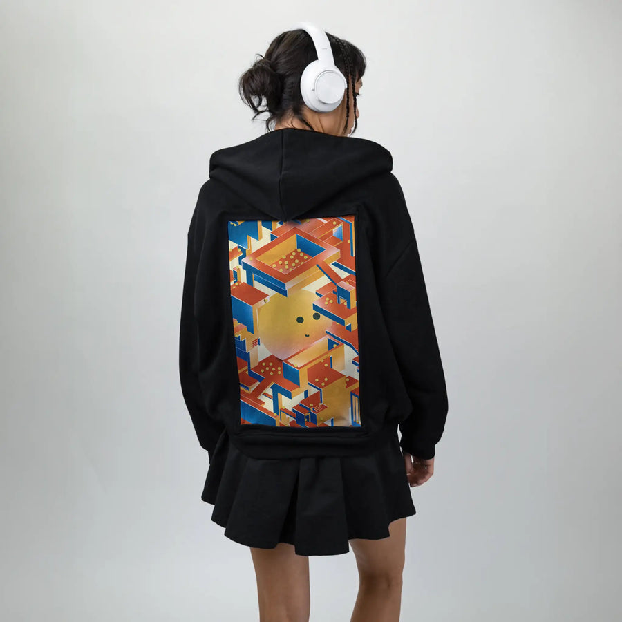 newperspectives patch on female essential zip hoodie in after hours