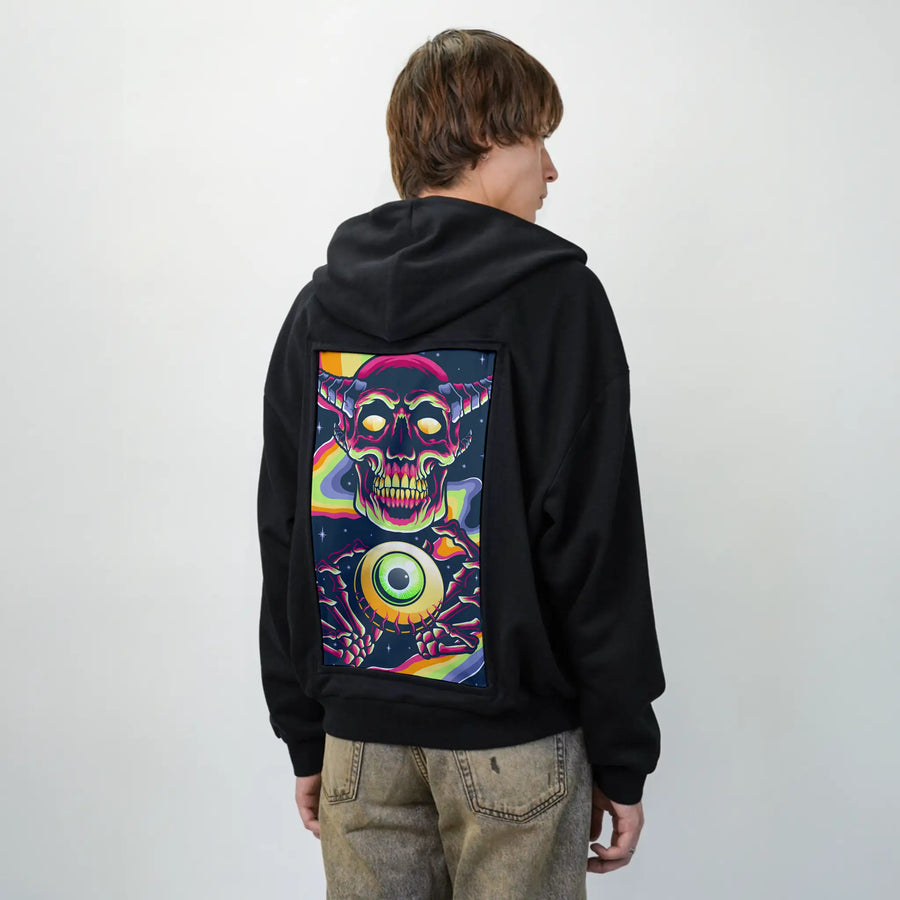 nightmare patch on male essential zip hoodie in after hours