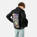 nightmare patch on male og denim jacket in raven
