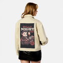 nightshift patch on female atelier canvas jacket in tan