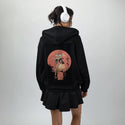ninjameowster patch on female essential zip hoodie in after hours