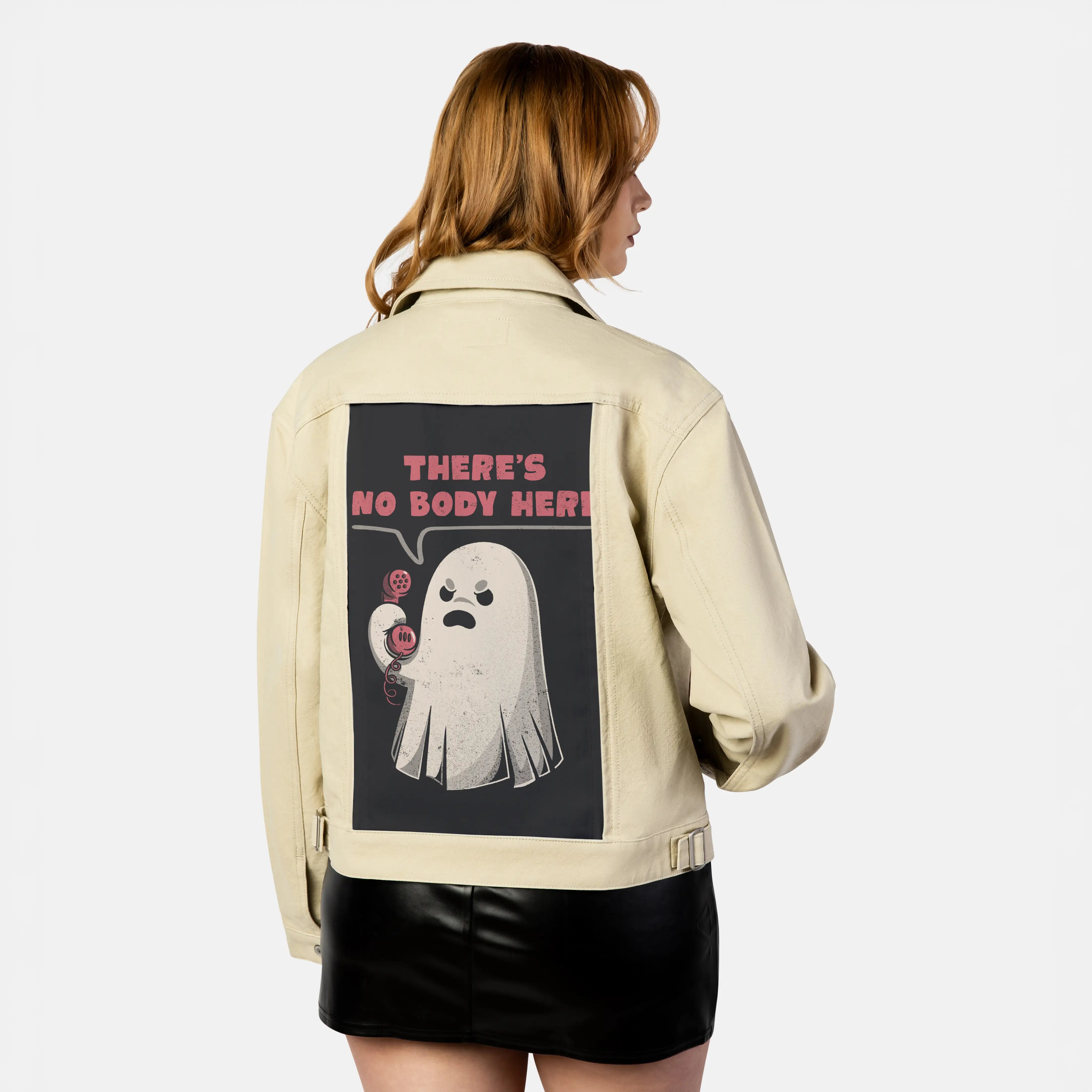 nobodyhere patch on female atelier canvas jacket in tan