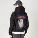 nobodyhere patch on male retro cord hoodie in onyx