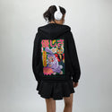 noneofyourbusiness patch on female essential zip hoodie in after hours