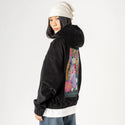 noneofyourbusiness patch on female retro cord hoodie in onyx