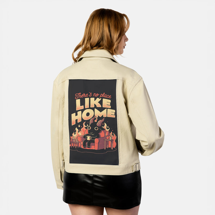 noplacelikehome patch on female atelier canvas jacket in tan