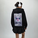 noprobllama patch on female essential zip hoodie in after hours