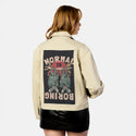 normalisboring patch on female atelier canvas jacket in tan