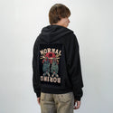 normalisboring patch on male essential zip hoodie in after hours