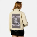 notfastjustfurious patch on female atelier canvas jacket in tan