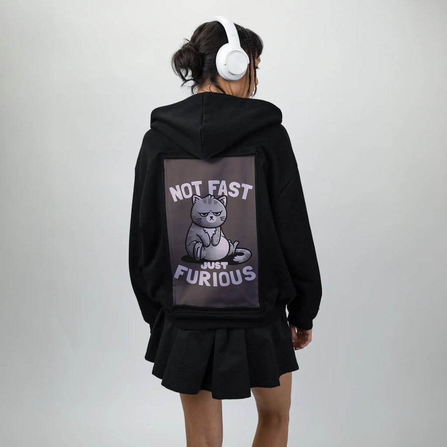 notfastjustfurious patch on female essential zip hoodie in after hours