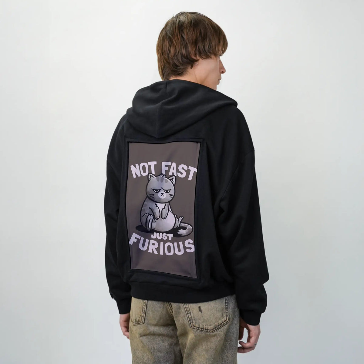 notfastjustfurious patch on male essential zip hoodie in after hours
