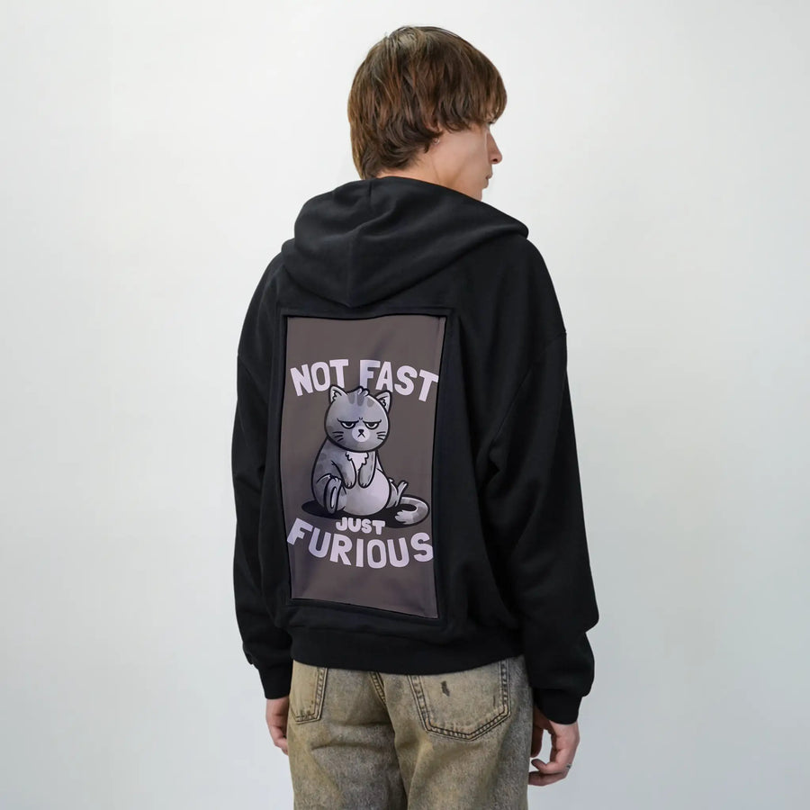 notfastjustfurious patch on male essential zip hoodie in after hours