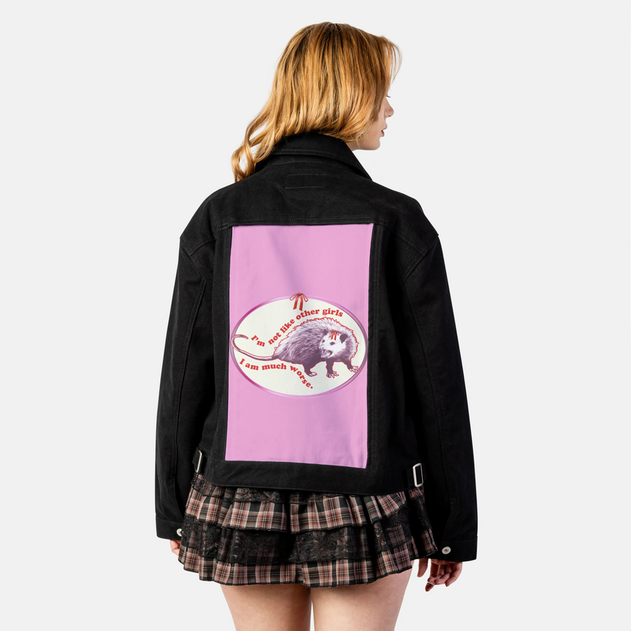 notlikethem patch on female atelier canvas jacket in nightfall