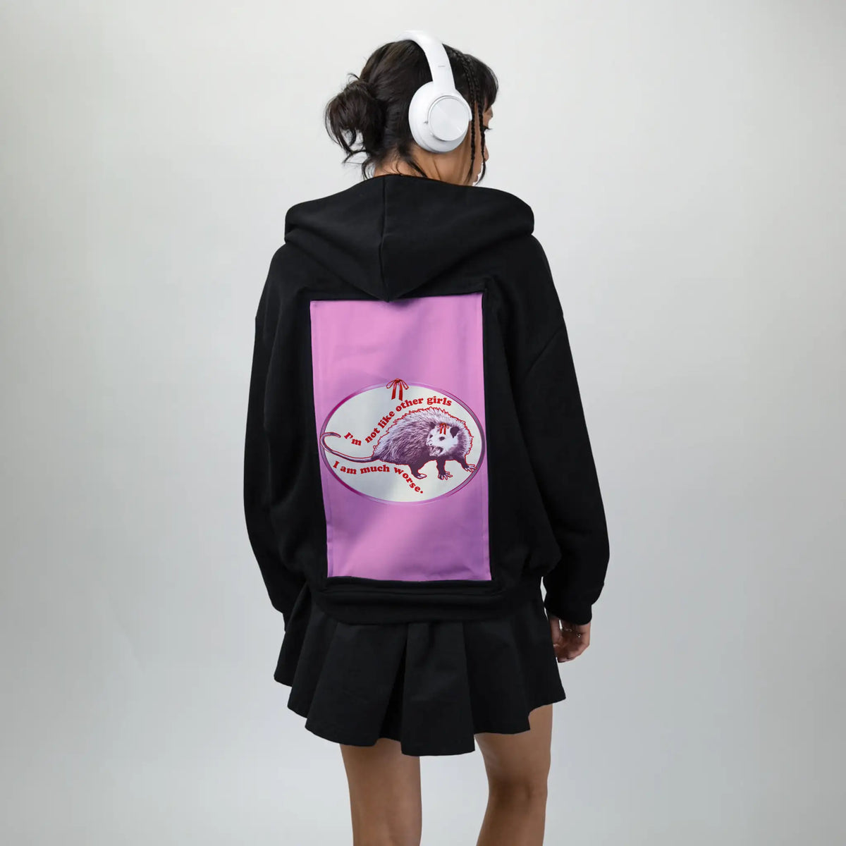 notlikethem patch on female essential zip hoodie in after hours