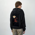 notthatweird patch on male essential zip hoodie in after hours
