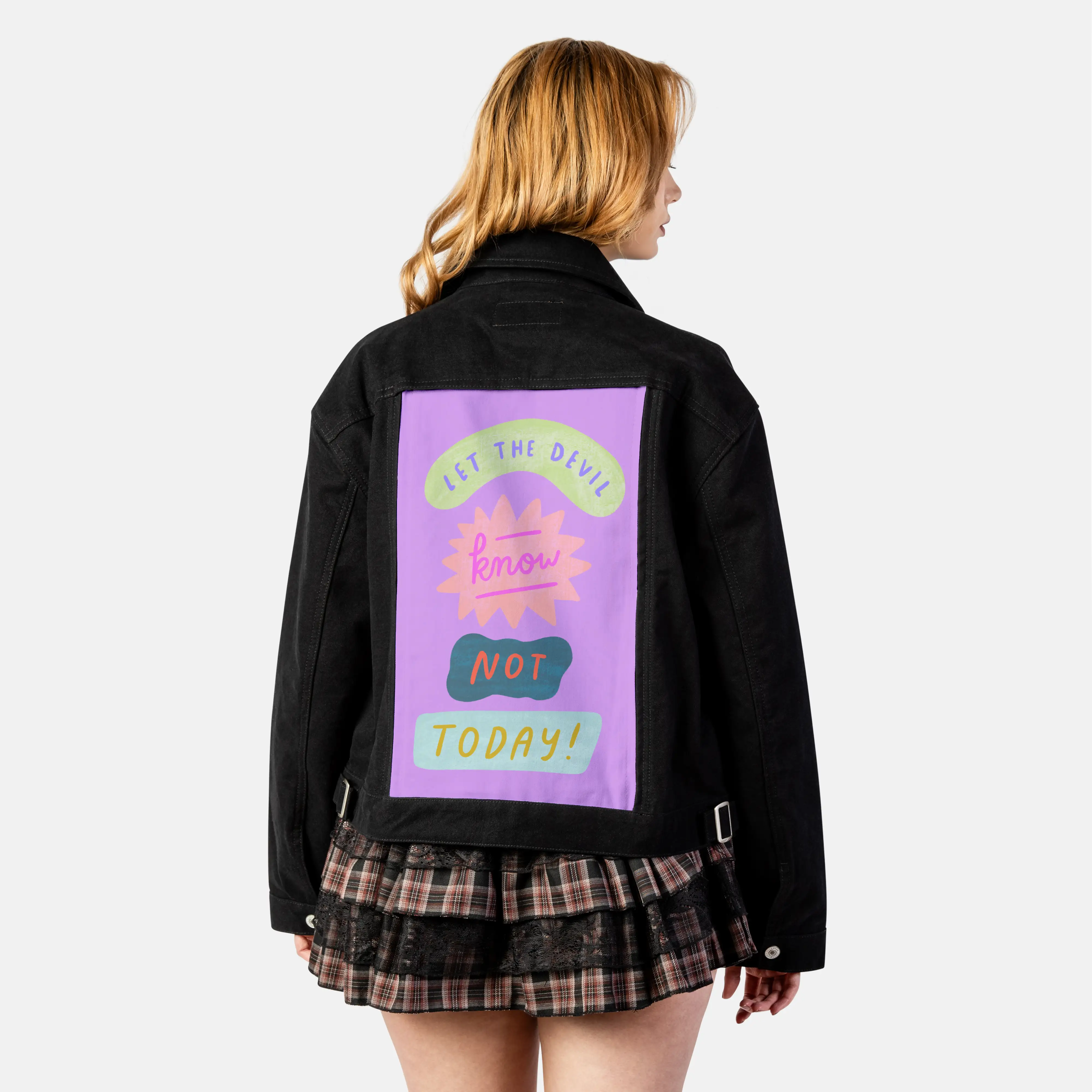 nottoday patch on female atelier canvas jacket in nightfall