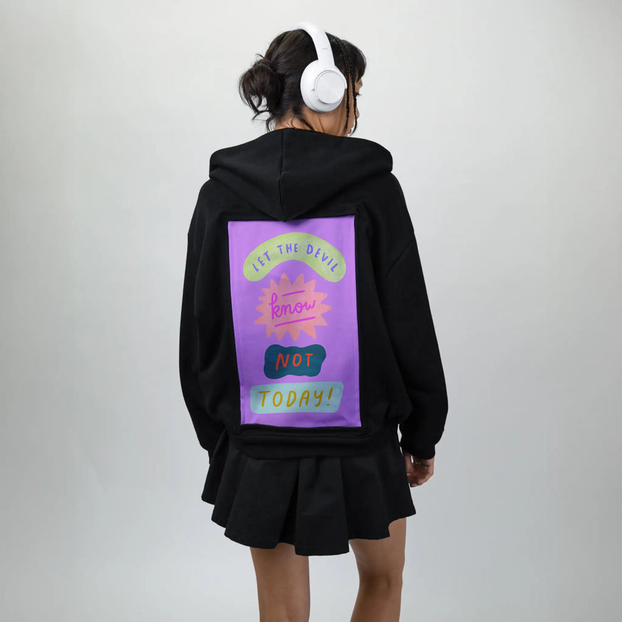 nottoday patch on female essential zip hoodie in after hours