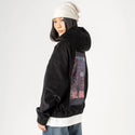 nystate patch on female retro cord hoodie in onyx