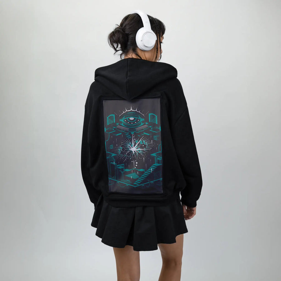 oblivion patch on female essential zip hoodie in after hours