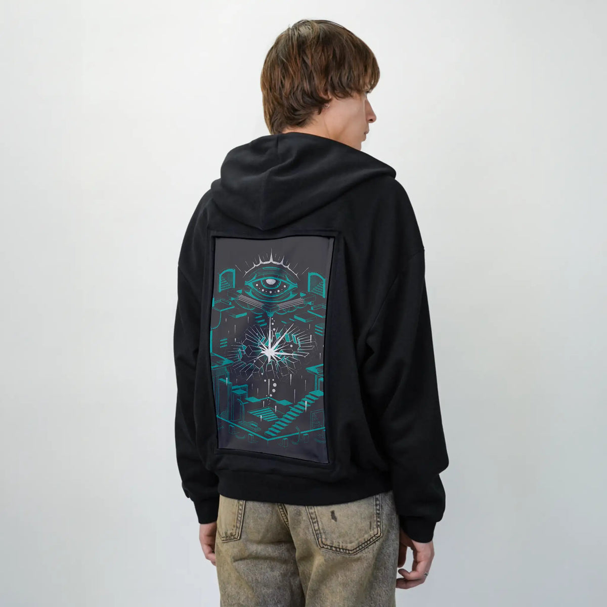 oblivion patch on male essential zip hoodie in after hours