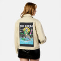 ocean patch on female atelier canvas jacket in tan