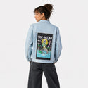 ocean patch on female og denim jacket in oceanside