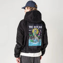 ocean patch on male retro cord hoodie in onyx