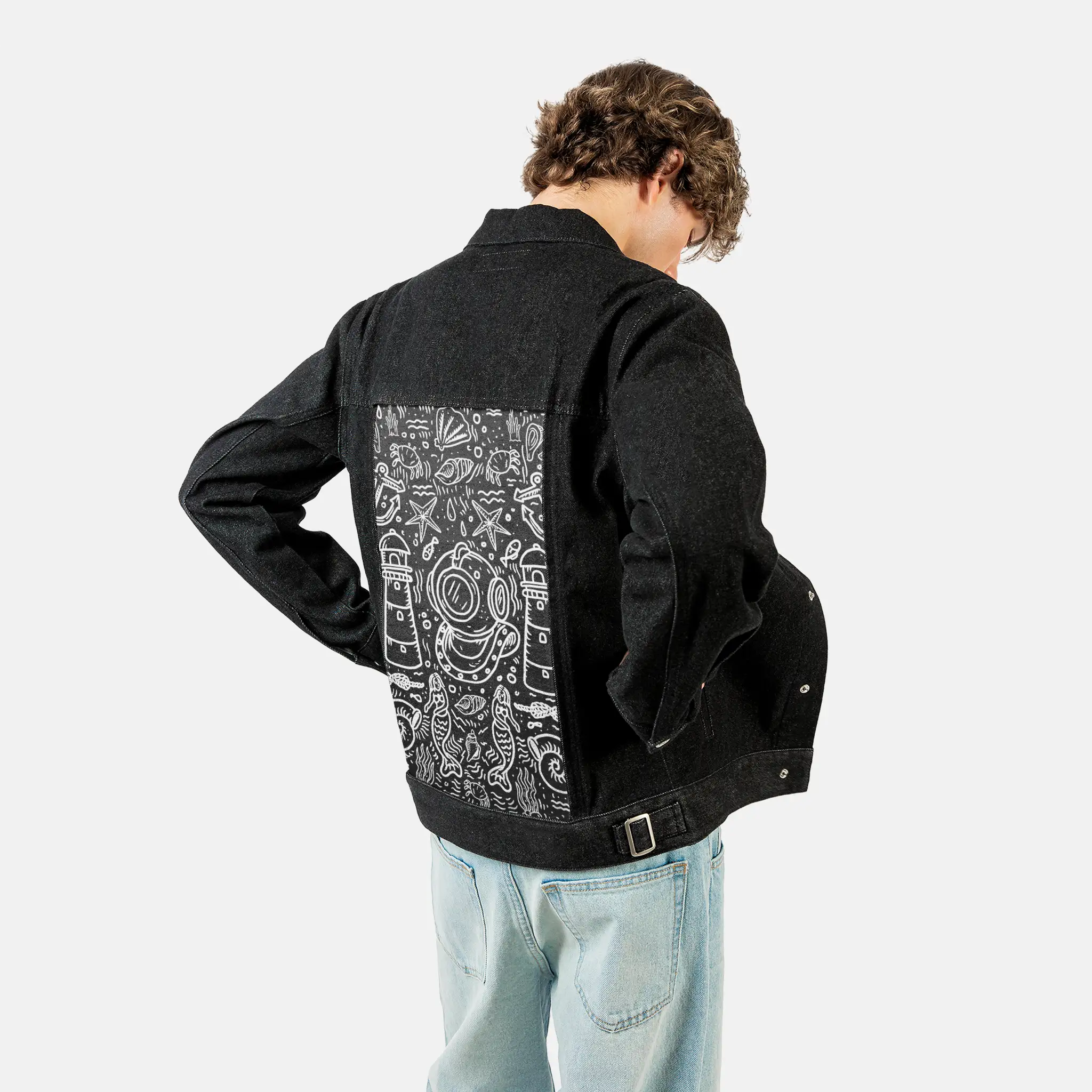 oceandreams patch on male og denim jacket in raven