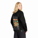 octowizard patch on female og denim jacket in raven