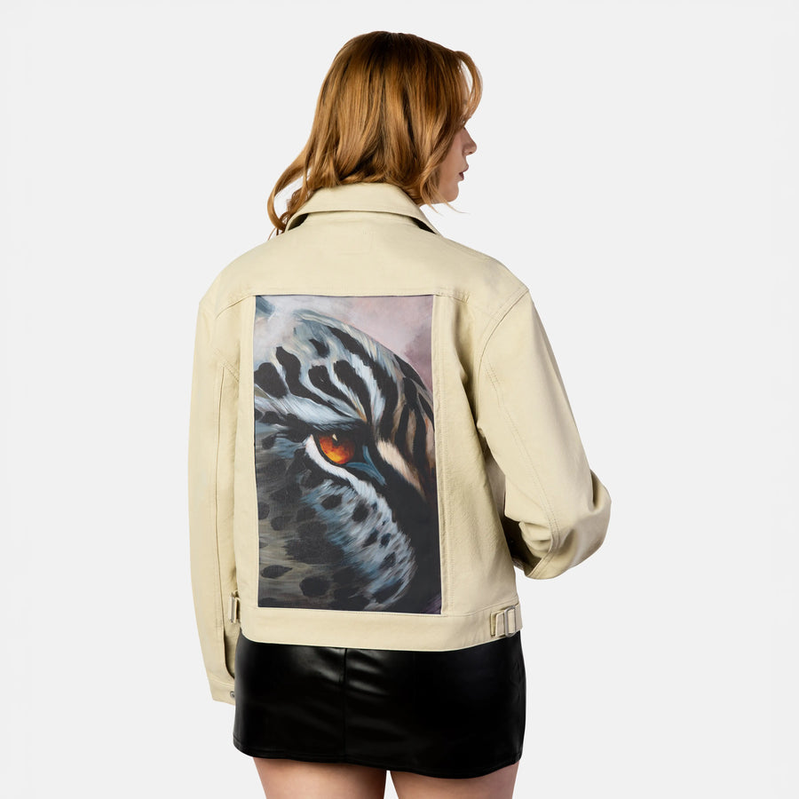 ofthewild patch on female atelier canvas jacket in tan