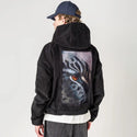 ofthewild patch on male retro cord hoodie in onyx