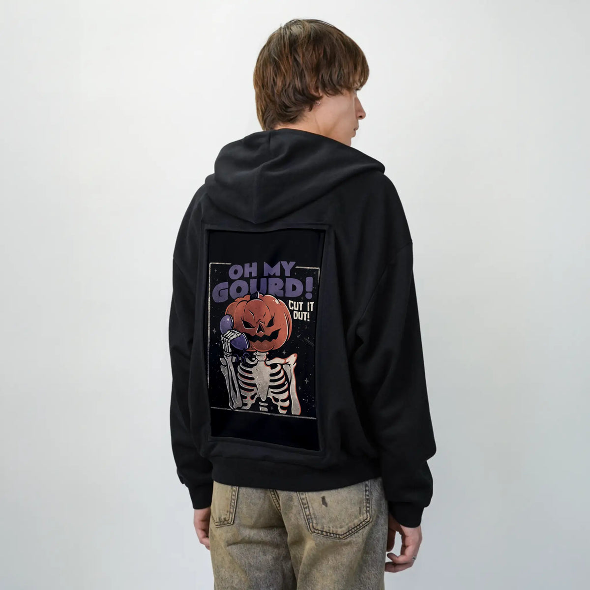 ohmygourd patch on male essential zip hoodie in after hours